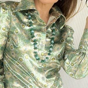 Floral Satin Blouse - Green by Who What Wear